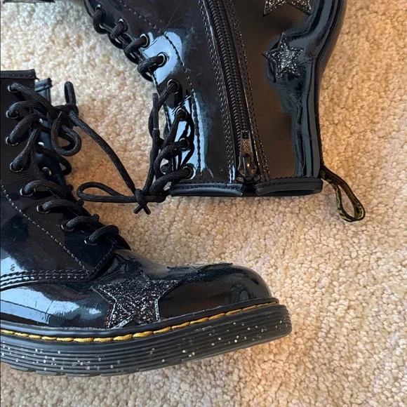 Doc Marten 1460 Glitter Star Patent Lace Up Boots in Black